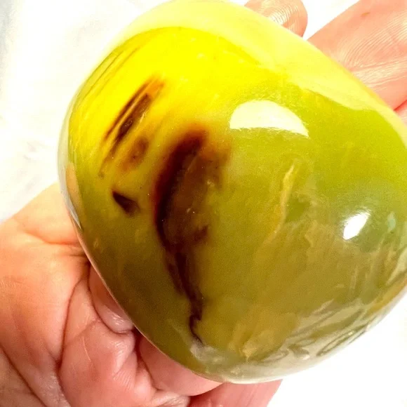 Vintage Yellowgreen Marbled Bakelite Cuff Bracelet “Yves Ste.Laurent like”